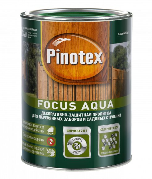 Pinotex Focus  пропитка для заборов и садовых построек  орех 0,75