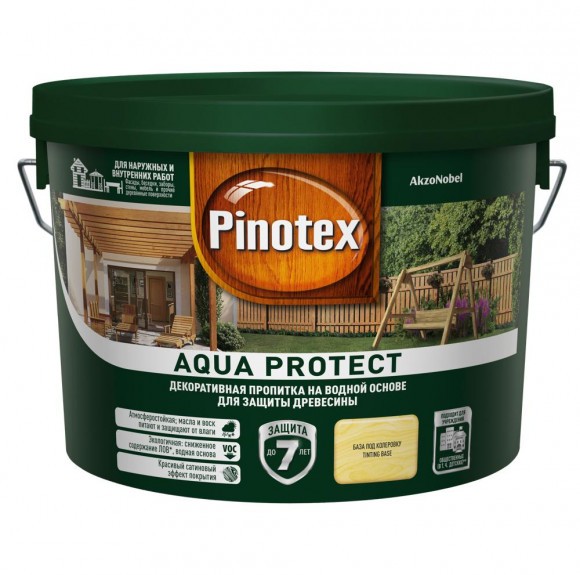 Pinotex Aqua Protect  пропитка на водной основе для древесины CLR 2,62л