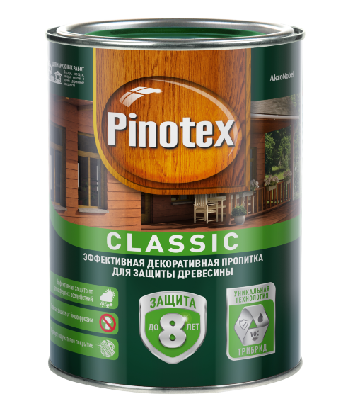Pinotex Classic декоративно-защитная пропитка для древесины CLR 1л