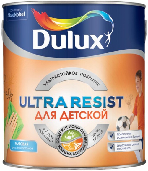 Dulux  Ultra Resist Для Детской краска латексная  ультрастойкая мат. BW 2.5л
