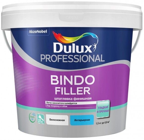 Dulux Bindo Filler шпатлевка финишная для стен и потолков 0,9л