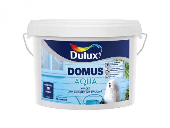 Dulux Domus Aqua краска в/д для дер. фасад. поверхностей п.мат.  BС 2,25л