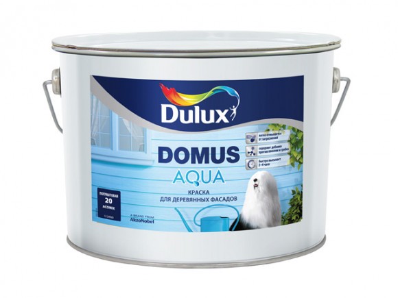 Dulux Domus Aqua краска в/д для дер. фасад. поверхностей п.мат.  BС 9л