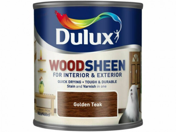 Dulux Woodsheen GOLDEN TEAK лак-морилка на вод. основе для дер. поверхностей п./мат. тик (0,25л)