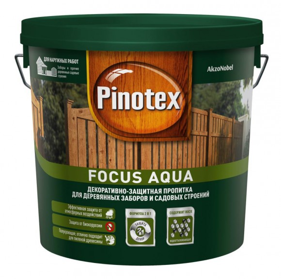 Pinotex Focus  пропитка для заборов и садовых построек  орех 5л