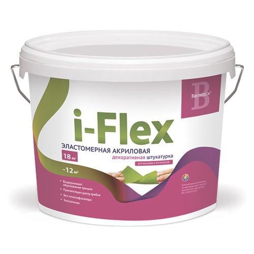 I-Flex Эластомерная акриловая  декоративная штукатурка для фасадов и интерьеров (0,7-1,2мм) 14кг