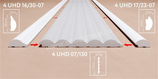 3D стеновая панель из полимера ультравысокой плотности 4 UHD 07/130 с замком