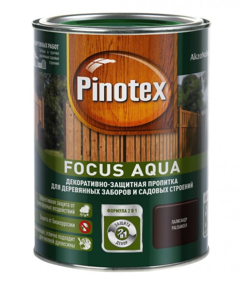 Pinotex Focus  пропитка для заборов и садовых построек  палисандр 0,75л