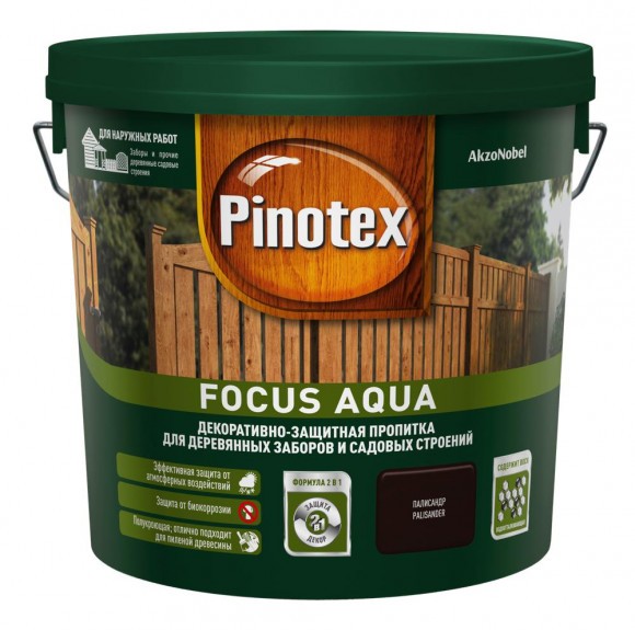 Pinotex Focus  пропитка для заборов и садовых построек  палисандр 5л