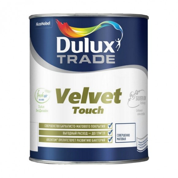 Dulux Trade Velvet Touch краска в/д для стен и потолков  BW 1л