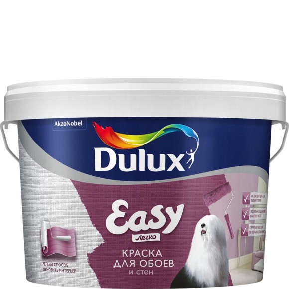 Dulux Easy краска в/д для обоев и стен матовая база BC 2.25л