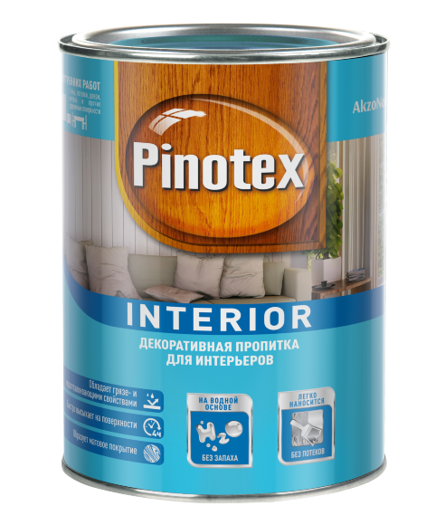 Pinotex Interior декоративная пропитка на водной основе для древесины  1л