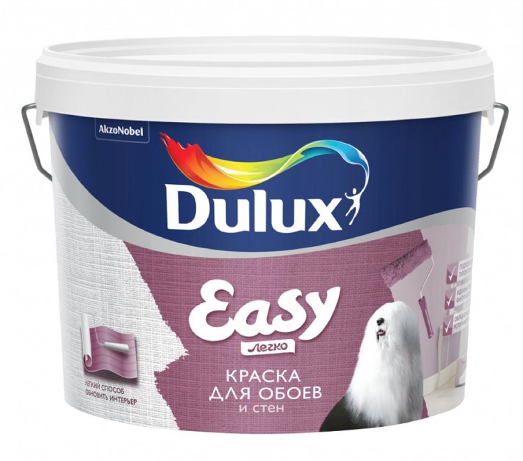  Dulux Easy краска водоэмульсионная для обоев и стен матовая база .