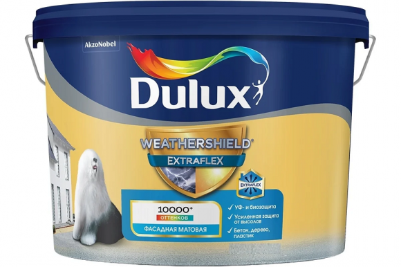DULUX WEATHERSHIELD EXTRAFLEX краска для фасадов и цоколей акриловая, матовая, BC 9л.