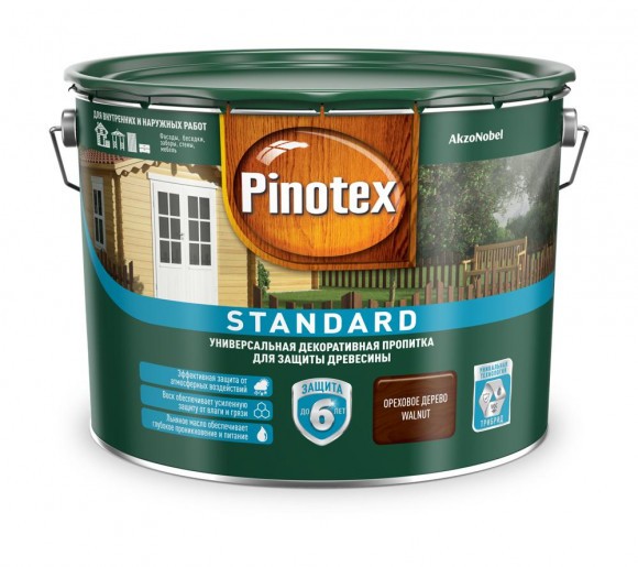 Pinotex Standard  пропитка для древесины ореховое дерево 9л