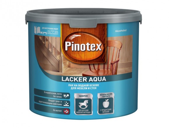 Pinotex  Lacker Aqua лак на водной основе для мебели и стен  глянцевый 2,7л