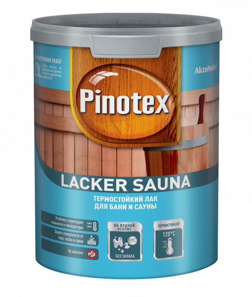 Pinotex  Lacker Sauna термостойкий лак на водной основе полуматовый 1л