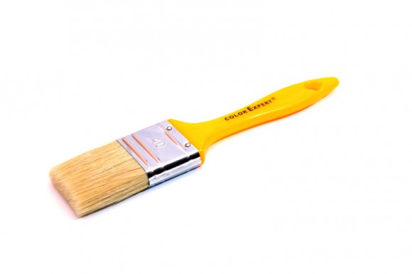 Кисть флейцевая CE 40мм, толщ 6мм, смешанная светлая щетина, желтая пласт.ручка (12/336)