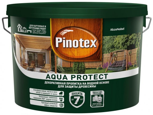 Pinotex Aqua Protect  пропитка на водной основе для древесины CLR 9л
