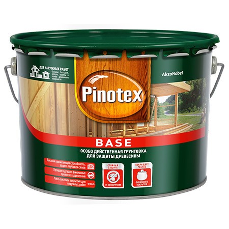 Pinotex Base грунтовка для внешних работ деревозащитная бесцветная 9л