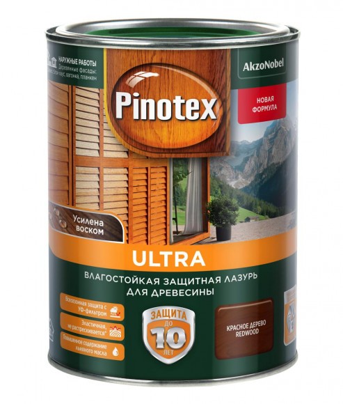 Pinotex Ultra влагостойкая защитная лазурь для древесины кр. дерево 1л