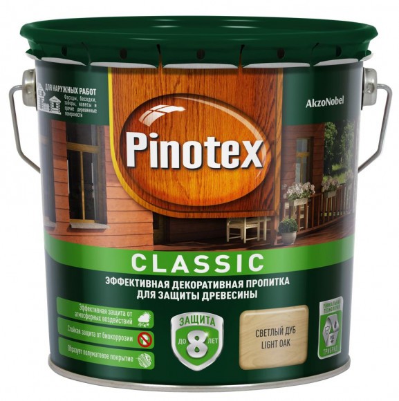 Pinotex Classic декоративно-защитная пропитка для древесины дуб 2,7л