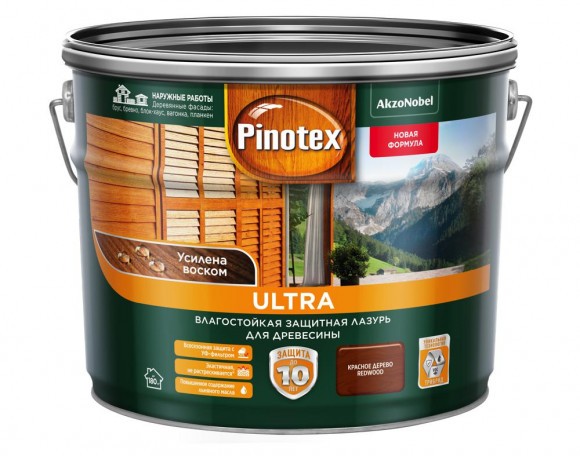 Pinotex Ultra влагостойкая защитная лазурь для древесины кр. дерево 9л
