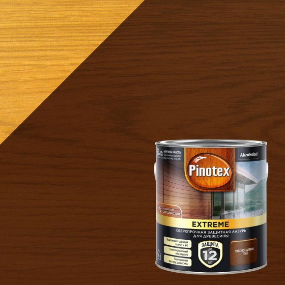 Pinotex Extreme сверхпрочная защитная лазурь для древесины Тиковое дерево (2,5л)