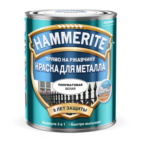 Hammerite краска полуматовая белая 0,25л