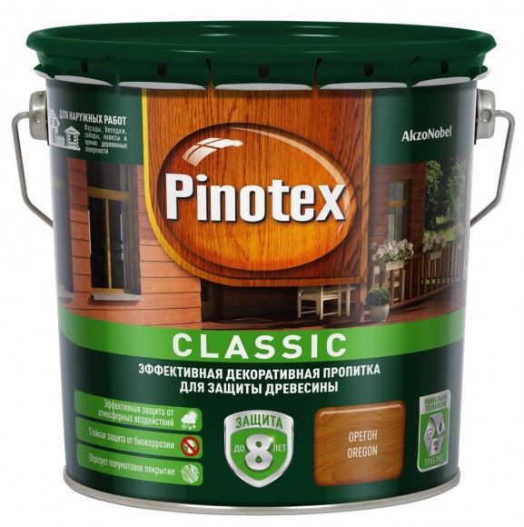 Pinotex Classic декоративно-защитная пропитка для древесины орегон 2,7л