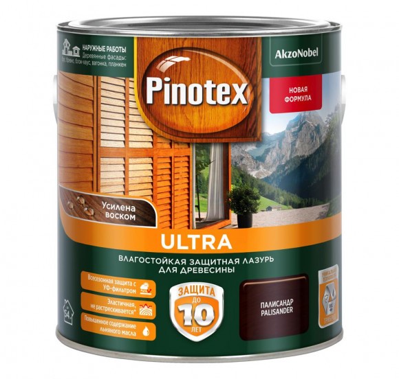 Pinotex Ultra влагостойкая защитная лазурь для древесины палисандр 2,7л