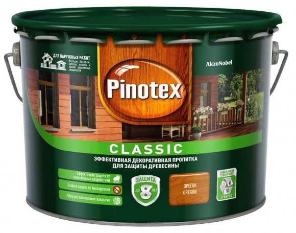 Pinotex Classic декоративно-защитная пропитка для древесины орегон 9л
