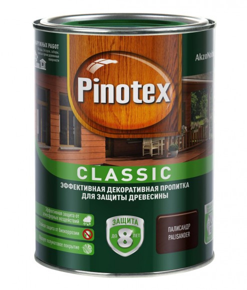 Pinotex Classic декоративно-защитная пропитка для древесины палисандр 1л