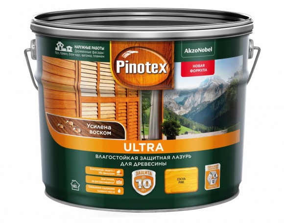Pinotex Ultra влагостойкая защитная лазурь для древесины сосна 9л