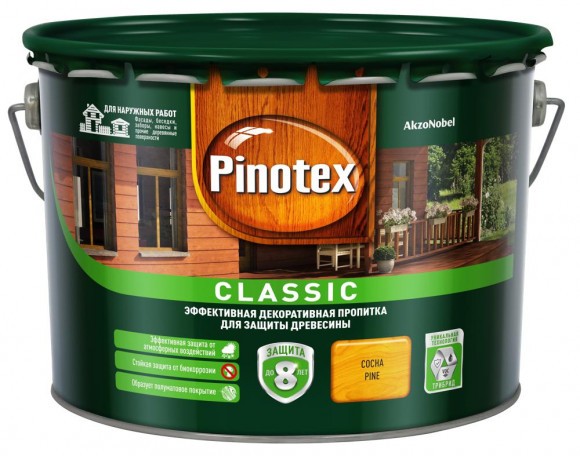 Pinotex Classic декоративно-защитная пропитка для древесины сосна 9л