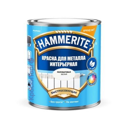 Hammerite краска Интерьерная на водной основе полуматовая  База под колеровку белая (0,5л)