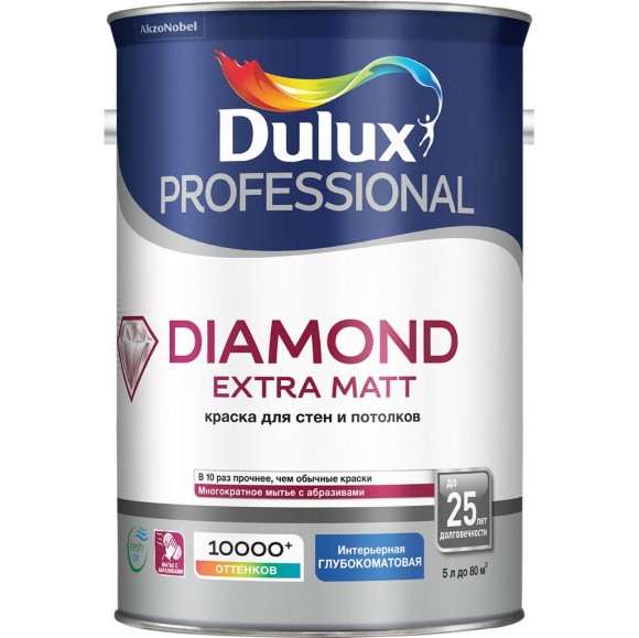 Dulux Professional Diamond Extra Matt краска в/д для стен и потолков  BW 5л