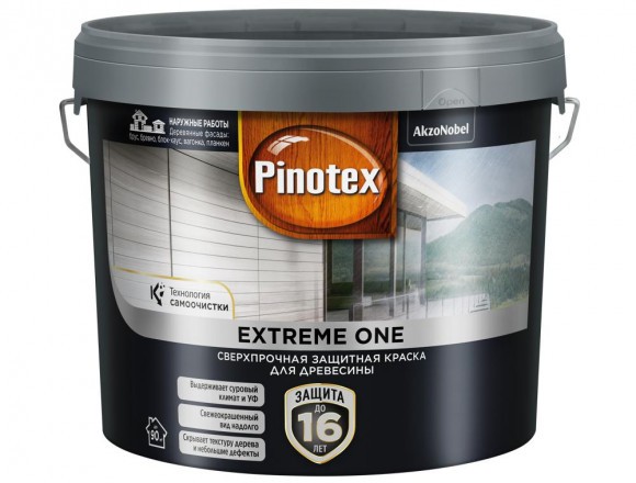 Pinotex Extreme One сверхпрочная защитная краска для древесины  BW 9л